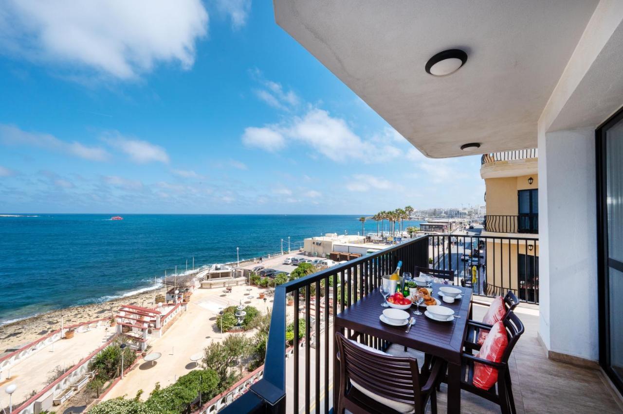 Islet Promenade Seafront Apartment With Large Corner Terrace By Getawaysmalta St. Paul's Bay Exteriér fotografie