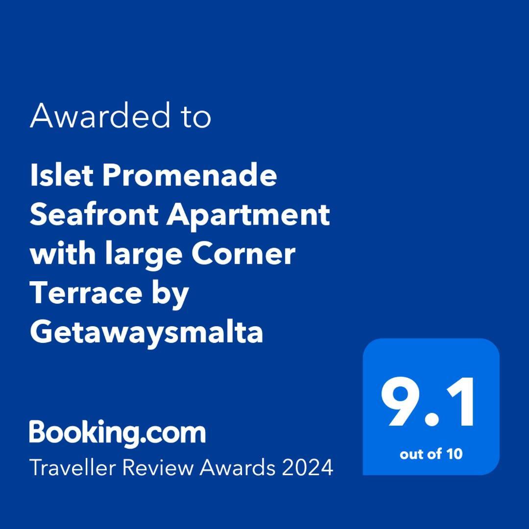 Islet Promenade Seafront Apartment With Large Corner Terrace By Getawaysmalta St. Paul's Bay Exteriér fotografie